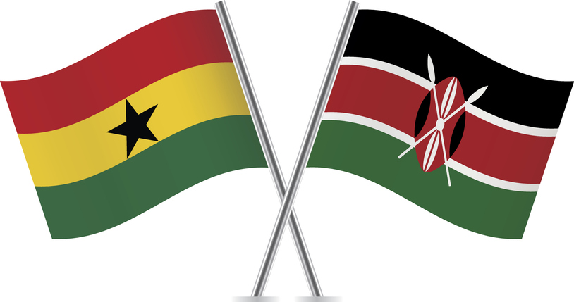 Ghanaian and Kenyan flags. Vector.